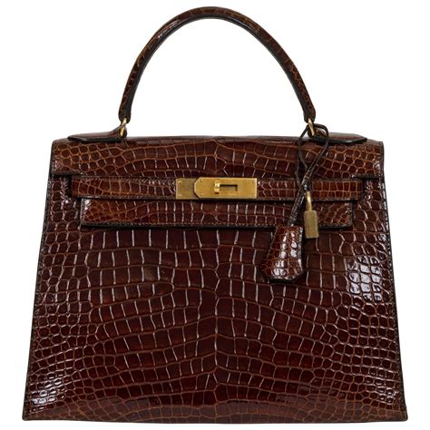 croc kelly hermes|vintage Hermes crocodile handbag.